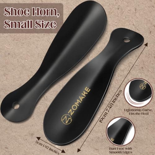 ZOMAKE Metal Shoe Horn Small Shoehorn for Men Women Kids (2pcs 19cm) — view 4