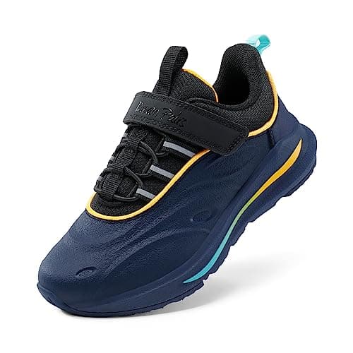 DREAM PAIRS Waterproof Boys Fashion Trainers,Dark Blue/Black,2 Big Kid