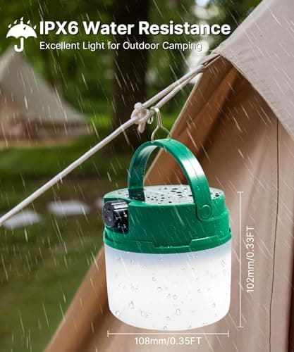 Camping Fairy Lights 12M / 39.3FT, 2-in-1 Solar & USB Rechargeable Camping String Lights with Retractable Reel, IPX6 Waterproof, 3600mAh, 8 Modes, LED Tent Light for Camping Garden Patio Festival — view 6