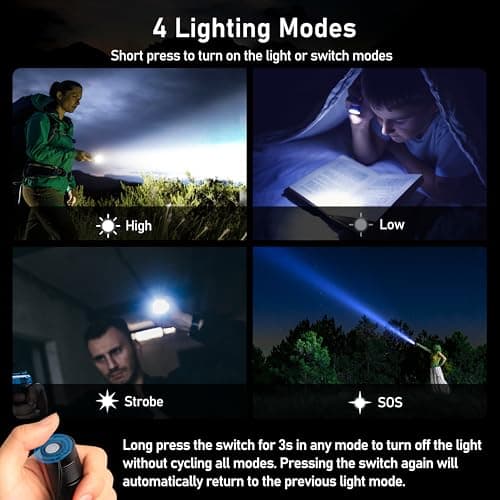 Blukar LED Torch Rechargeable, 2000L Super Bright Adjustable Focus Torches — view 4
