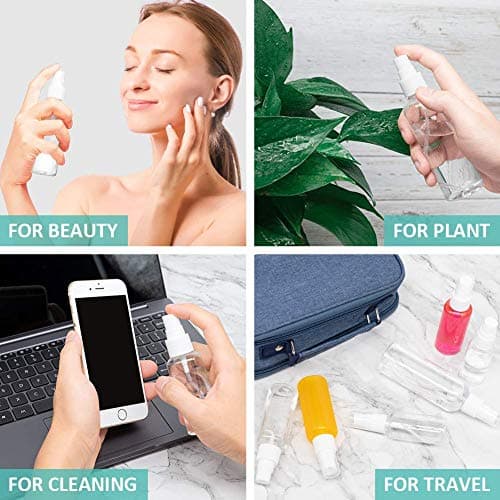 Spray Bottles, 1.69oz/50ml 3.38oz/100ml Clear Empty Fine Mist Plastic Mini Travel Bottle Set, Small Refillable Containers with Labels (3pcs 50ml) — view 4