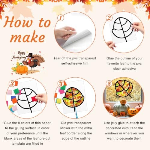Autumn Craft DIY Kit for Kids - 26 Paper Window Suncatchers with 13 Designs — view 5