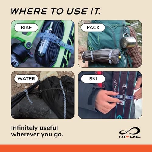 MODL Infinity Tool™ 2.0 Modular Straps (4-Pack) - Flexible Multi-Tool, Utility Bracelet, Gear Strap, Wearable Gadget for Outdoor Adventure, Survival, Camping, Travel, EDC, Two 8-inch & two 16-inch — view 5