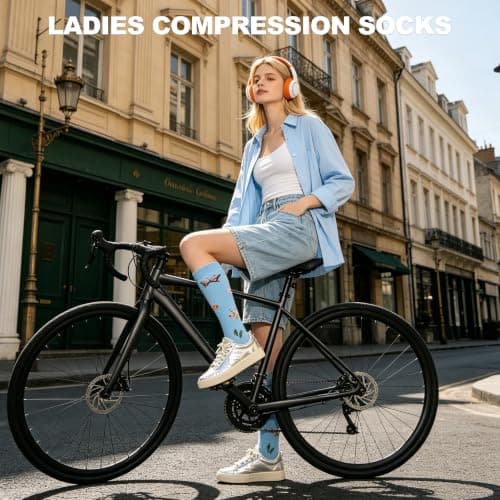 BISOUSOX Compression Socks for Women 15-20 mmHg Support Flight Socks — view 5