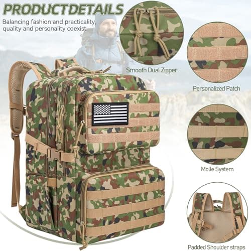 OUUTMEE Military Tactical Backpack 45L, MOLLE Rucksack for Men — view 5