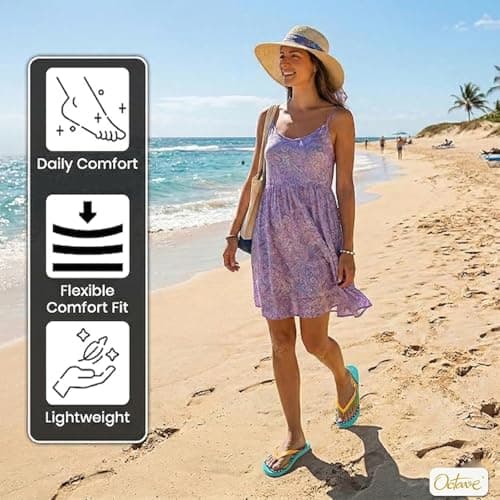 Octave® Ladies Flip Flops Flatform Sandals Comfortable Rubber Beach Flip Flops for Woman,Non-Slip Shower & Pool Slippers, Lightweight Summer Beach Sandals (Green, UK 4 / EURO 37) — view 5