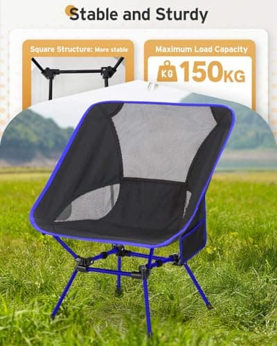 Victoper Portable Folding Camping Chair for Adults, Lightweight Outdoor Chair with Carry Bag, Compact Foldable Camping Seat for Hiking, Fishing, Camping, Picnics and Backyard Use (Blue) — view 4