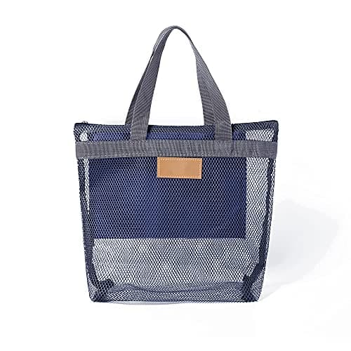 Mesh Shower Caddy Bag, Quick Dry Portable Tote Bag and Inner Pocket, Lightweight Bath Organizer for College Dorm Bathroom, Swimming, Gym, Beach, Travel (Navy) — view 5