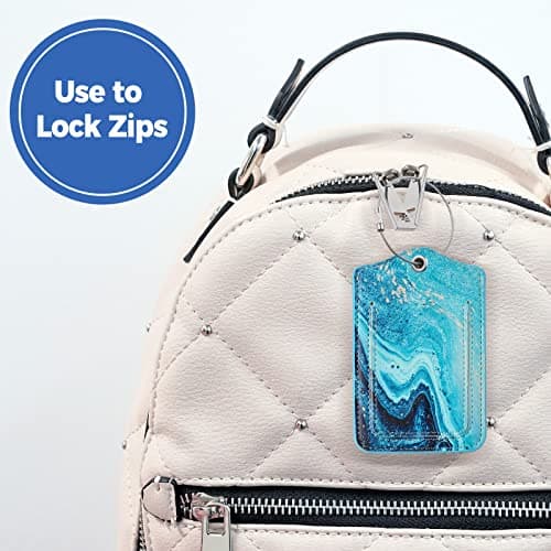 Luggage Tag for Suitcases TSA Approved, JOTO Unique Suitcase Tags Luggage Identifier for Travel, PU Leather Privacy Protection Bag Labels with Stainless Steel Loop Name Address Card -2 Pack, Style B — view 4