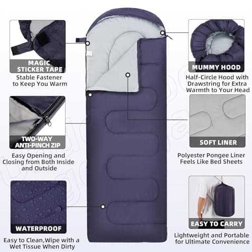 Lightweight Camping Sleeping Bag for Adults and Kids,3 Season(0.95kg) — view 3