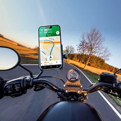 Mulor Motorbike Phone Holder Motorcycle Phone Mount on Rear View Mirror 360° Rotatable — view 2