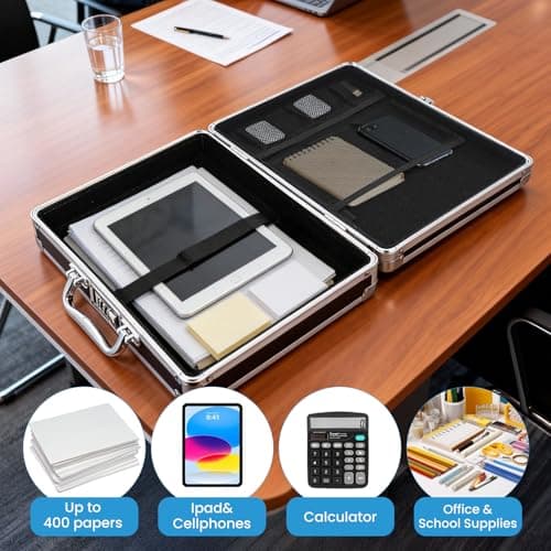 SUNNYNEST Metal File Organizer with Lock Portable Aluminum Document Box — view 4