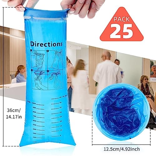 TonJin 25Pack Disposable Sick Bags for Car Travel, 1000ml Blue High Density Leak Resistant & Portable Travel Sickness Vomit Bags with Snap for Pregnant Women Car Bus or Aircraft — view 2