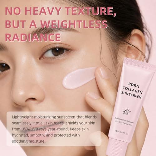 PDRN Collagen Face Sunscreen for Women, Sunscreen for Face, SPF Moisturizer Face, SPF 50 PA+++ Cream with Niacinamide, Squalane & Hydrolysed Collagen, for All Skin Types, Hydrating Daily Glow, 50ml — view 3