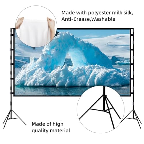 Projector Screen and Stand,Towond 100 inch Indoor Projection Screen Portable Outdoor Projection Screen 16:9 4K HD Rear Front Movie Screen with Carry Bag for Home Theatre and Backyard Cinema Nights — view 6