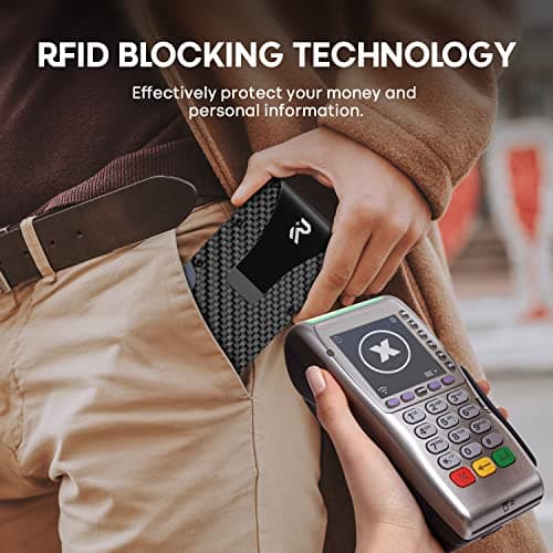 Carbon Fiber Wallet, RealPlus RFID Blocking Card Holder for Men, Minimalist Money Clip-Gifts for Men, Fathers, Boyfriends Birthday — view 3