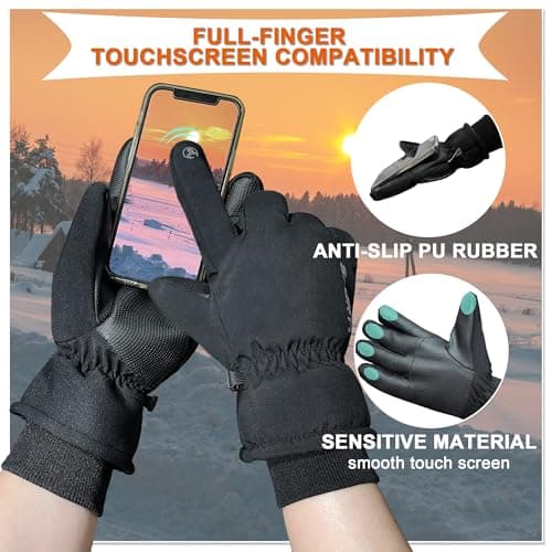 ehsbuy Waterproof Winter Gloves for Men Thermal Touchscreen Cold Weather Thinsulate Warm Anti Slip Ski Gloves for Cycling Walking Hiking Outdoor Sports — view 4