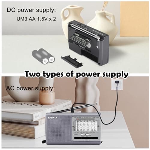 XHDATA D219 Portable Radio Retro FM AM SW Radio Battery Operated for Household Outdoor Camping Hiking Pocket Radio Grey — view 4