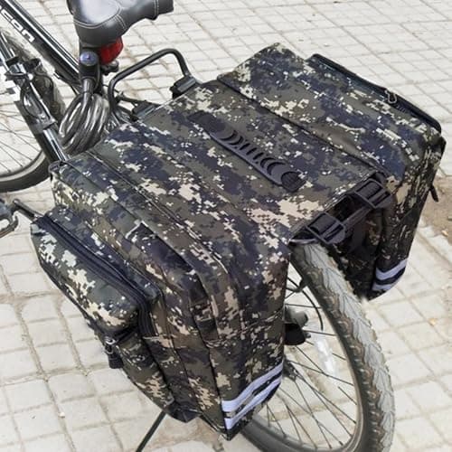 Pesoncarl Bike Saddle Bag, Large Camo Panniers Bike Bags, Protable Rack Bag with Reflective Stripe & Multi Pockets, Saddle Bags for Rear Rack, Trunk for Mountain, sports — view 4