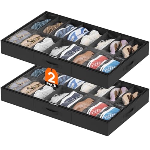 Lifewit 2-Pack Under Bed Shoe Storage Hold 36 Pairs, Black