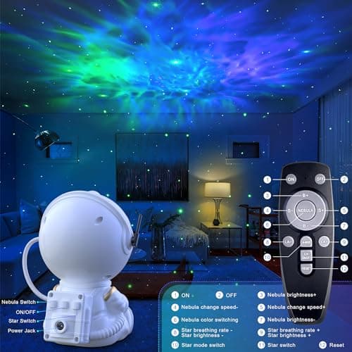 Mexllex Astronaut Galaxy Projector, Star Projector Night Light, Spaceman Light Projector with Remote Control, USB Powered 360° Adjustable Space Buddy Projector for Kids Bedroom Adults Room — view 2