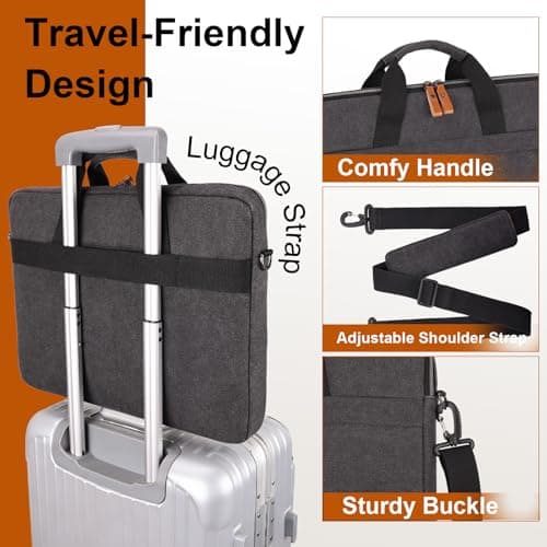 Estarer Laptop Messenger Bag 17-17.3 Inch Mens Satchel Shoulder Bag for Work (Grey-slim, 17-17.3 Inch) — view 6