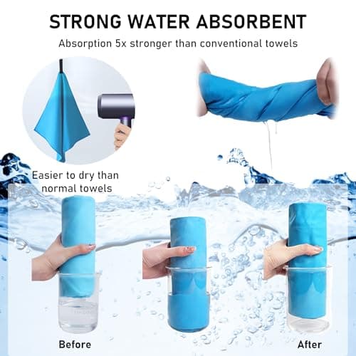 Microfibre Towel, Lightweight & Quick Dry Gym Towels, Soft, Super Absorbent, Ultra Compact Towel Great for Sports, Camping, Gym, Beach and Swimming (Sky Blue, 40x80cm) — view 5