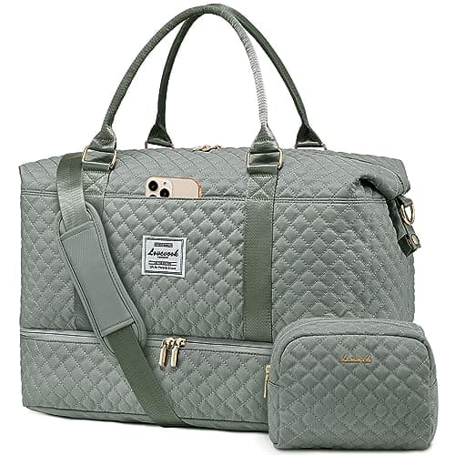 LOVEVOOK Travel Bags for Women, Large Weekend Overnight Holdall Duffel Bag with Shoe Compartment, Hospital Maternity Bag with Toiletry Bag Waterproof Cabin Carry on Hand Luggage Bag for Travel Sports