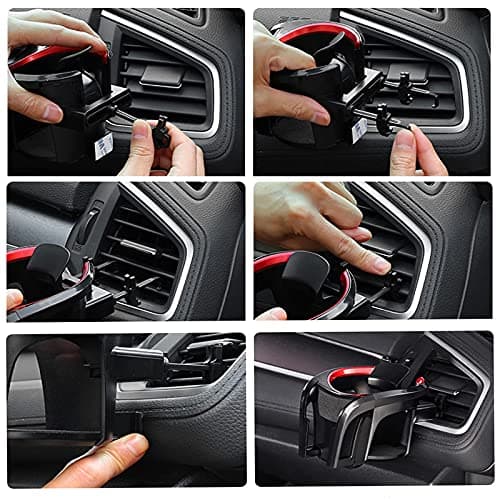 Tawveml UMISKY Car Cup Holder Mount, 2 in 1 Adjustable Smart Phone Mount Bracket Stand Cradle Car Air Vent Cup Holder for Hot Drinks Compatible with Most Vehicles (Red&Black) — view 4