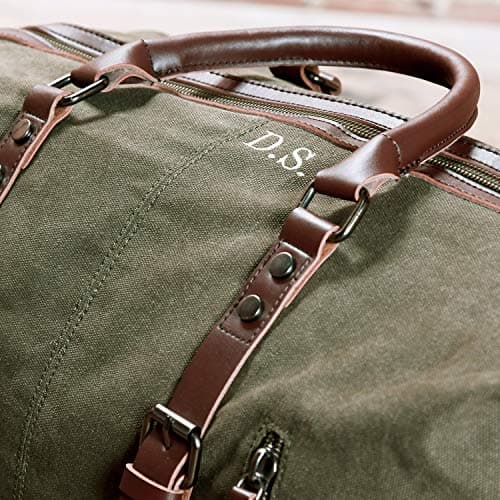 aztex Premium Collection Oversized Canvas Holdall Travel Carry On Duffel Bag Overnight Weekend Bag Unisex Travel Holdall 55 x 26 x 37cm, Army Green (Personalised) — view 3