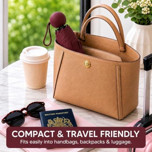 BMLIMITED BML Maroon Mini Folding Travel Umbrella Windproof Lightweight Portable Compact Pocket Umbrella for Men and Women Rain and Sun Protection with UV Protection — view 6