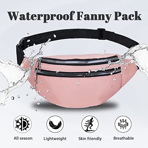 Bum Bag Fashion Waist Pack Bumbag for Women Men Lightweight Fanny Pack with 2 Zip Pockets & Adjustable Strap, Large Belt Bag for Dog Walking Running Hiking Jogging (Pink) — view 4