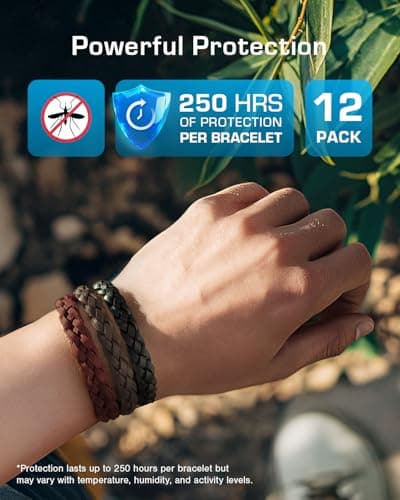 Active Era Mosquito Repellent Bracelet [12 Pack], Insect Midge & Mosquito Bands - Powerful DEET Free Formula - Waterproof with 250 Hours / 10 Days of Protection (Assorted Brown and Black - 12 Pack) — view 4