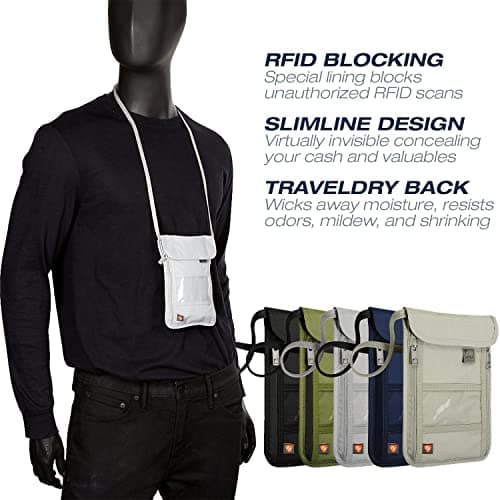 Lewis N. Clark RFID Neck Stash, Charcoal, One Size, RFID Blocking Stash Neck Wallet, Travel Pouch + Passport Holder for Women & Men — view 4