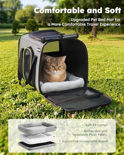 pecute® Cat Carrier Large with Removable Pet Nest up to 8kg, Foldable Cat Carrier Bag, Portable Dog Travel Bag, Breathable Mesh Fabric, Suitable for Car Travel, Bus, Subway,Picnic — view 5