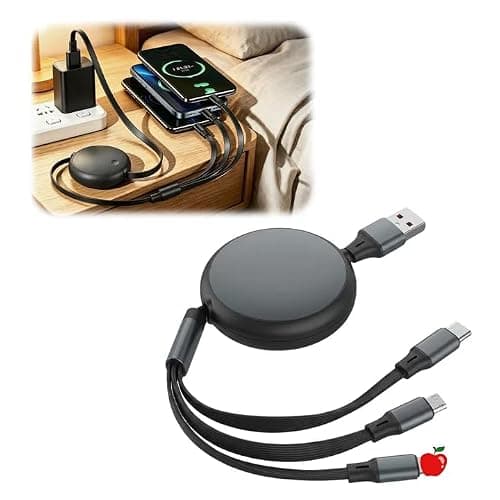 Retractable Multi Charger Cable 3 in 1, Charging Cable USB A/C to PD/USB C/Micro B, Cord For Smartphones, Laptops, Tablets, Portable Travel Car Accessories