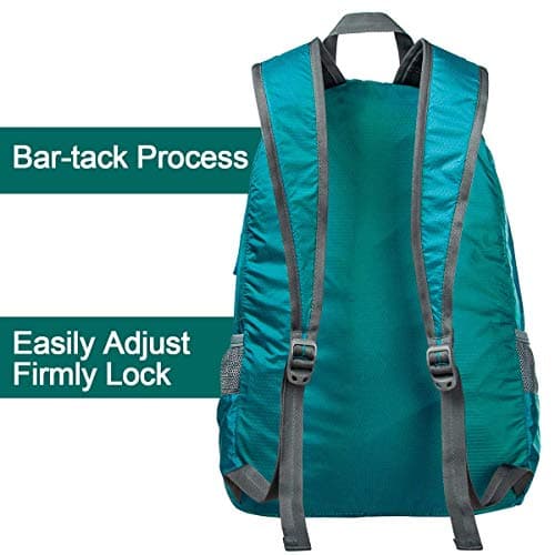 G4Free 20L Foldable Backpack Lightweight, Small Waterproof Backpacks Rucksack for Women Men, Nylon Daypack for Walking Hiking Travelling, Turquoise — view 5