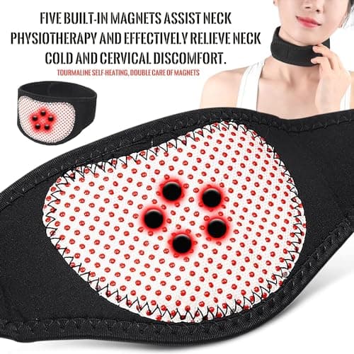 Magnetic Neck Support Brace, Self Heating Neck Pad with 5 Magnets, 2 PCS Adjustable Magnetic Thermal Neck Wrap Neck Warmer, Soft Cervical Collar Brace Neck Protectors for Men Women Neck Pain Relief — view 3