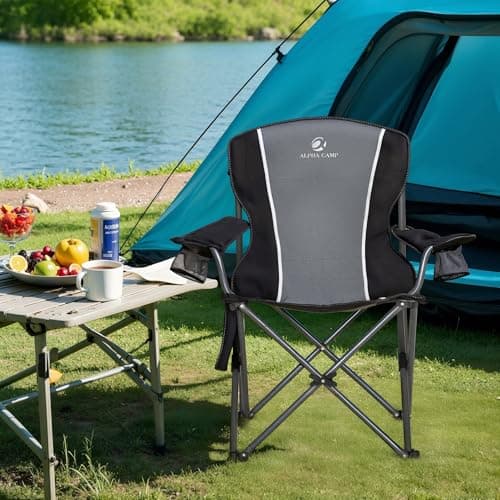 ALPHA CAMP Camping Chairs for Adults Heavy Duty Camping Chair, Grey — view 2