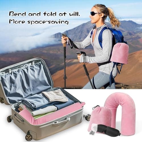 EPROICKS Travel neck pillow Twist, Travel Cushion for Airplane, Flight Pillows for Long Haul Flights, Memory Foam Neck Support for adults, accessories (pink) — view 6