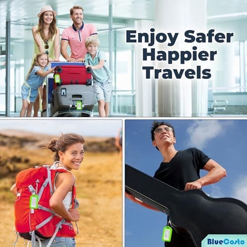 BlueCosto Luggage Tags (Small, Green, 10 PK) - Suitcase Tags w/Name ID Card & Heavy-Duty Metal Wire Loops - Bright Coloured PVC Tags for Travel Baggage - Backpack Name Labels — view 4