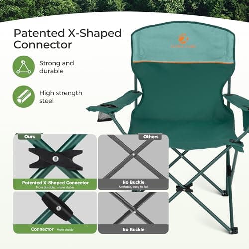 LET'S CAMP Set of 2 Folding Camping Chairs for Adults Supports 120kg Green — view 4