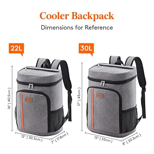 Lifewit 30 Cans Backpack Cooler Waterproof Insulated Soft Lunch Backpack Lightweight Leakproof Cooler Bag for Men Women Adults for Work Picnics Beach Camping Travel Outdoor Activities, Grey — view 6