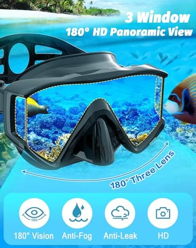 Zeligerstar Snorkel Set Adults, 3 Window Panoramic Mask, Anti-Fog Dry Top — view 2