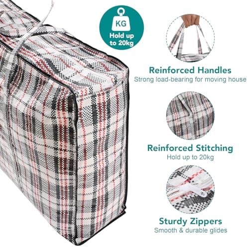 10 Pack XL Extra Large Strong Laundry Storage Bags With Zip, 60x50x18CM — view 3