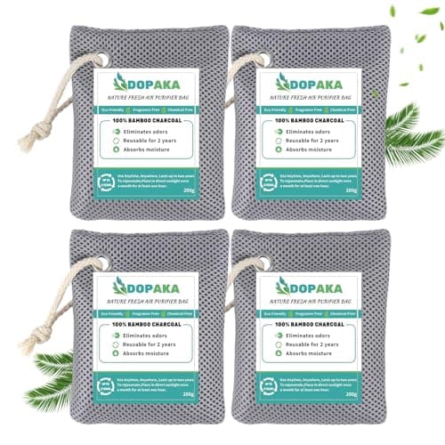 Nature Fresh Air Purifier Bags, Activated Charcoal Air Purifying Bag,Moisture Absorber,odor eliminator,Natural Car Air Freshener,Shoe Deodorizer,Odor Eliminators For Home, Pet, Closet (200g*4)