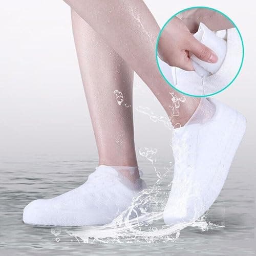 Boolavard Silicone Waterproof Shoe Covers, reusable upgraded overshoes with waterproof zipper, Resistant Rain Boots Non-Slip Washable Protection for Women, Men (L, Yellow) — view 5