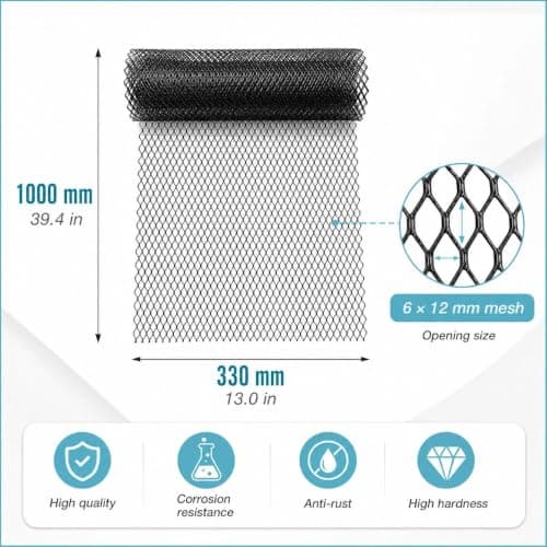 100x30cm Black Aluminium Alloy Mesh, Universal Automotive Grille Net for Car Bumper Hood Vent, Durable Black Mesh Screen for Vehicle Opening Body Kit — view 2