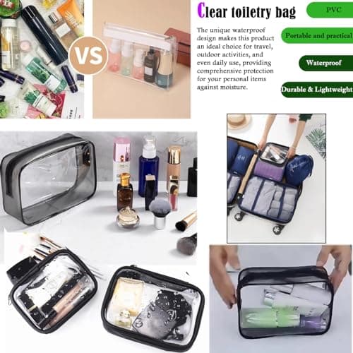 Clear Toiletry Bag with Travel Bottles 100ml Set,TSA Approved Travel Makeup Cosmetic Bag for Women Men Refillable Containers Travel Size Toiletries Bottles Kit for Liquids Shampoo Conditioner Lotion, — view 5