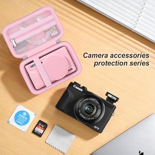 BOVKE Hard Case + Silicone Cover for Canon Powershot G7 X Mark III, Pink — view 6